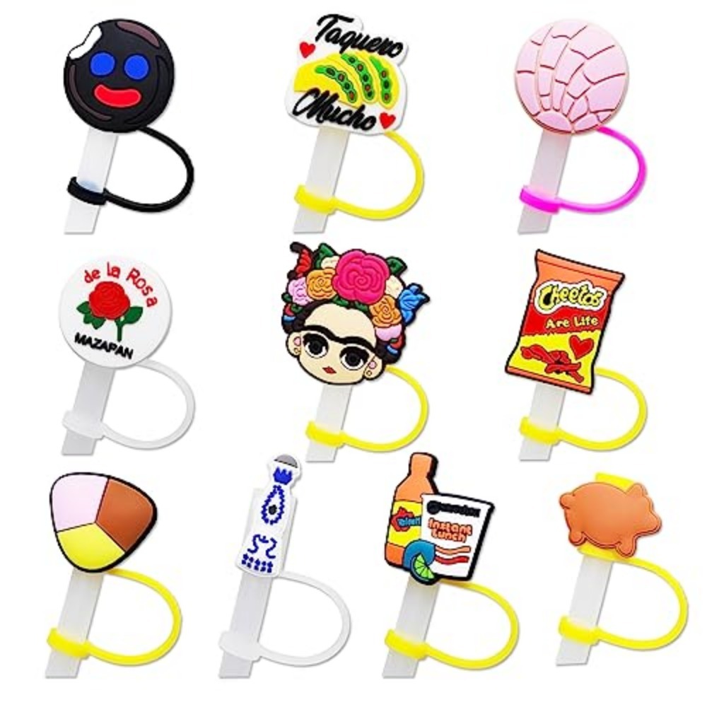  7PCS Cow Straw Covers Cap Silicone, Straw Tips Drinking Dust Cap,  Straw Covers Cap for Tumblers, Reusable Straws Cute Cow Tips Cover,  Creative Straw Plug Straw Caps Cup Accessories: Home 