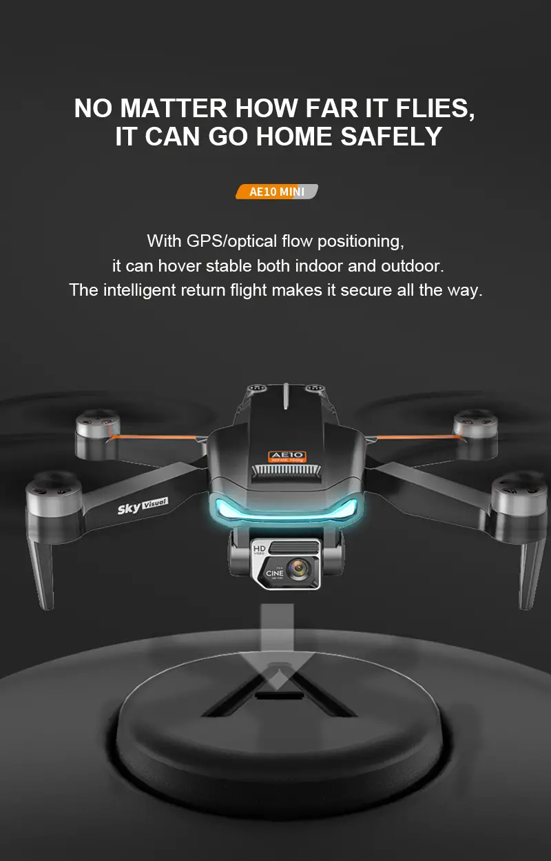 wryx new ae10 mini rc drone dual camera with light flow drone gps fpv wifi profeseional helicopter rc plane toys for boys uav details 12