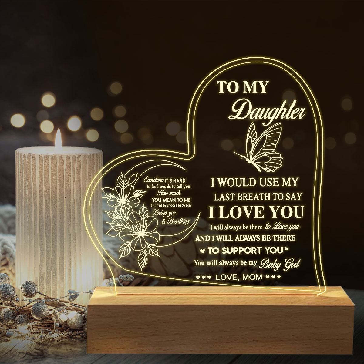 Acrylic Night Light Gifts For Daughter, You Will Always Be My Girl