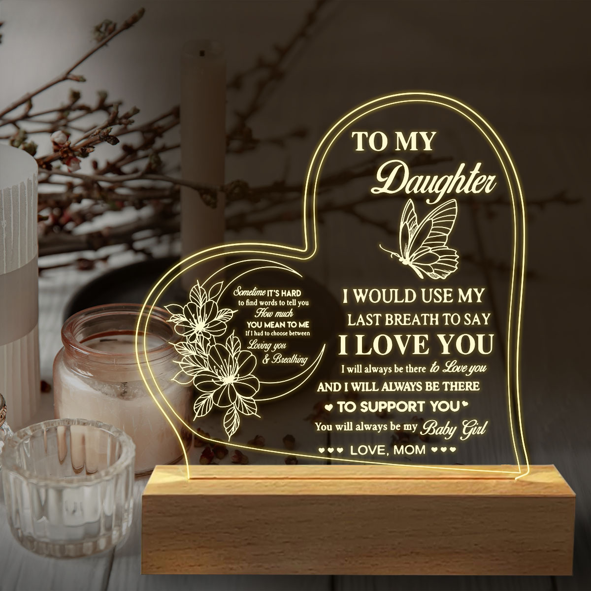 Acrylic Night Light Gifts For Daughter, You Will Always Be My Girl