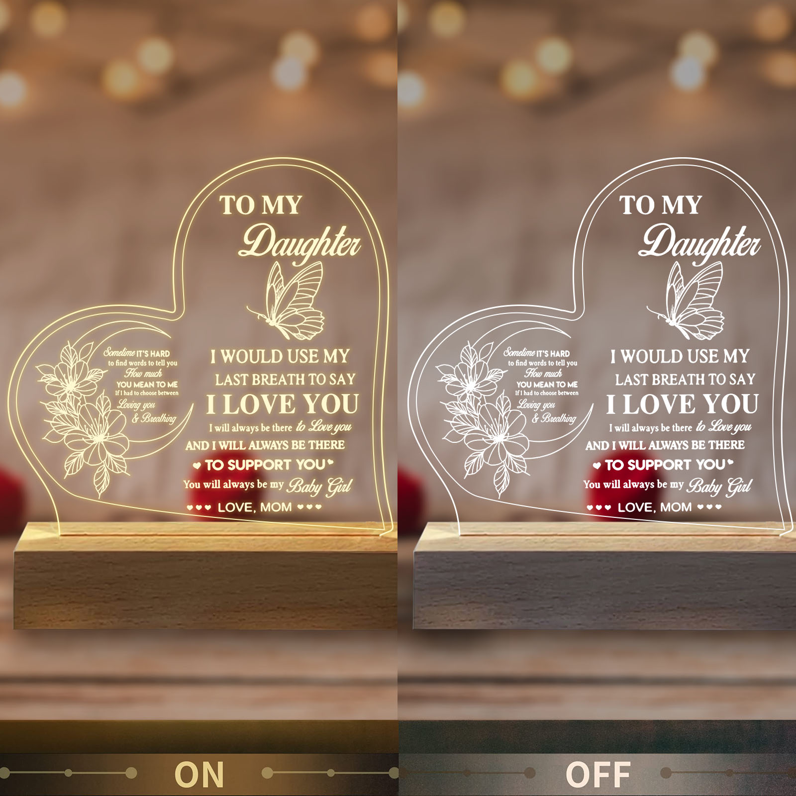 Acrylic Night Light Gifts For Daughter, You Will Always Be My Girl