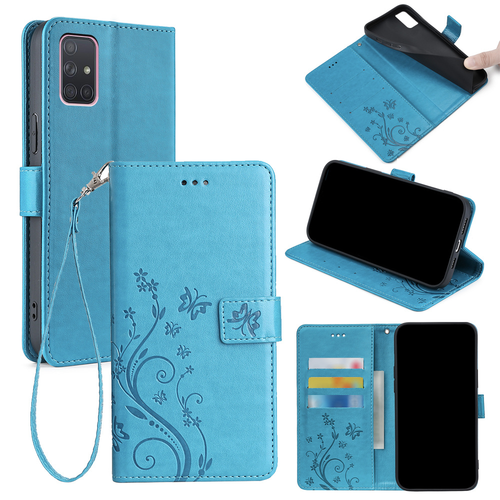 

1pc Butterfly Faux Leather Phone Case With Lanyard For Samsung Galaxy A10 A30 A20 A40 A50 A30s A50s A60 A70 A70s A80 A90 5g A10e A20e A70e A10s A20s A21s A11 A21 A31 A41 A51 A71 4g A81 A91