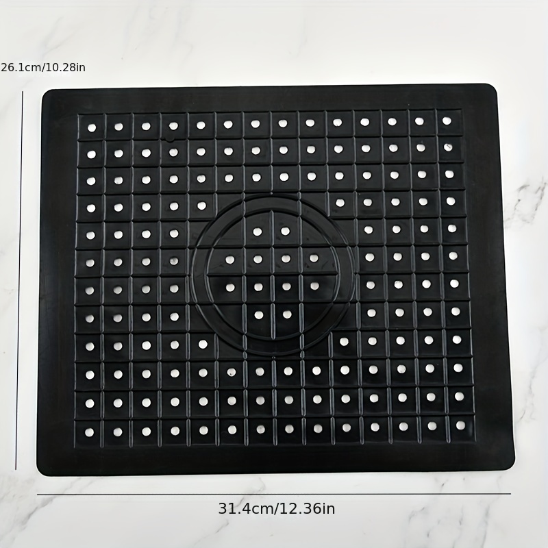 1pc 31.4*26.1cm Black Rubber Rectangular Dishwashing Basin Mat