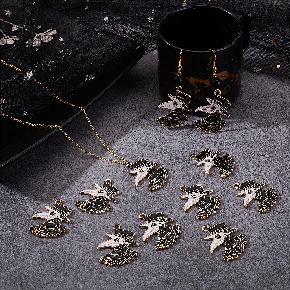 10pcs Gothic Style Moon Skull Crow Design Enamel Charms For DIY Jewelry  Making Earring Necklace Bracelet Keychain Pendants Accessories