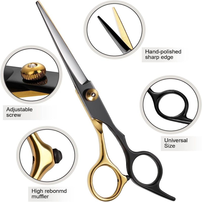 1pcs Professional Hair Cutting Scissors Shears, Black Golden Haircut  Scissors, Hairdresser Scissors Tools