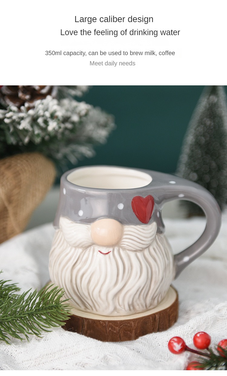 Hand painted Santa Claus Mug Embossed Ceramic Coffee Cup - Temu