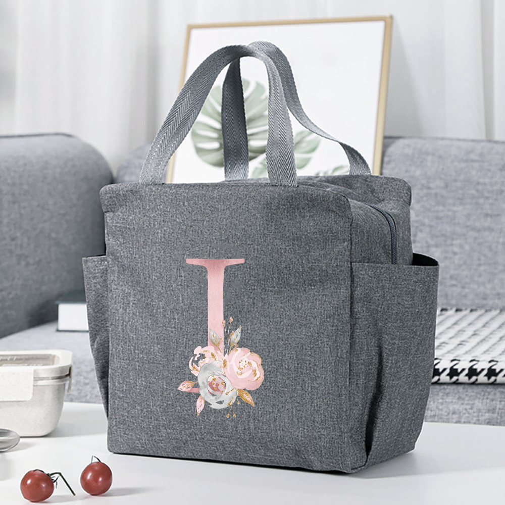 insulated lunch box bag flower letter print cooler bag portable travel picnic bag thermal lunch bag for   gift for womens day details 12