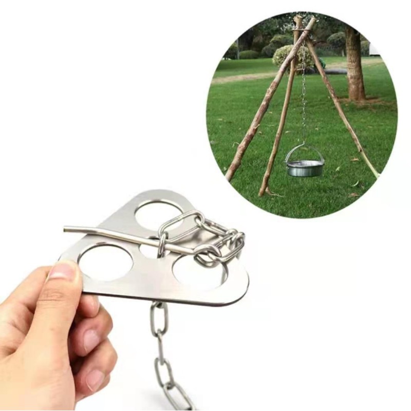 3 Sections Outdoor Camping Tripod, Portable Campfire Pot Rack, Aluminum  Alloy Fire Hanging Tripod