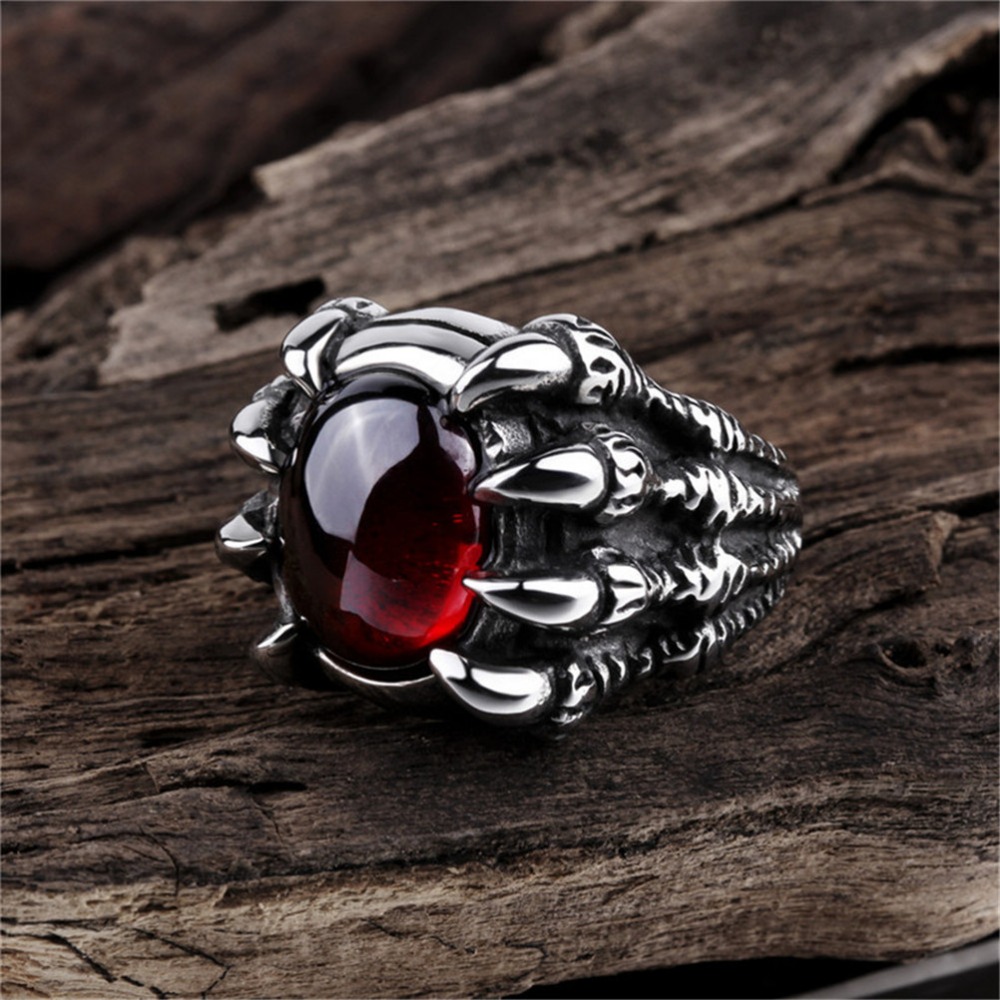 Dark red stone deals ring