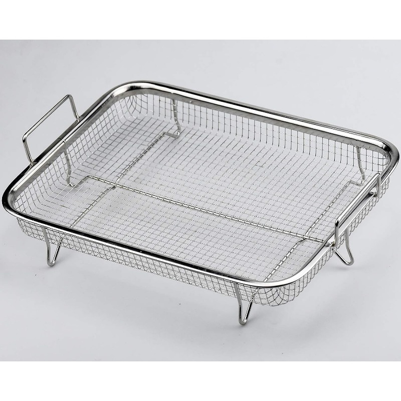 Oven Air Fryer Basket and Tray, Crisper Tray and Basket Stainless Steel,  Non-stick Mesh Basket Set, Air Fryer Tray Wire Rack Roasting Basket for