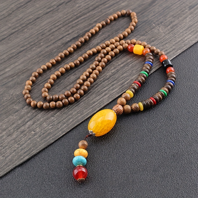 1pc Exquisite 108 Mala Bead Necklace, Yoga Mala Meditation Beads Jewelry  Prayer Necklaces For Men