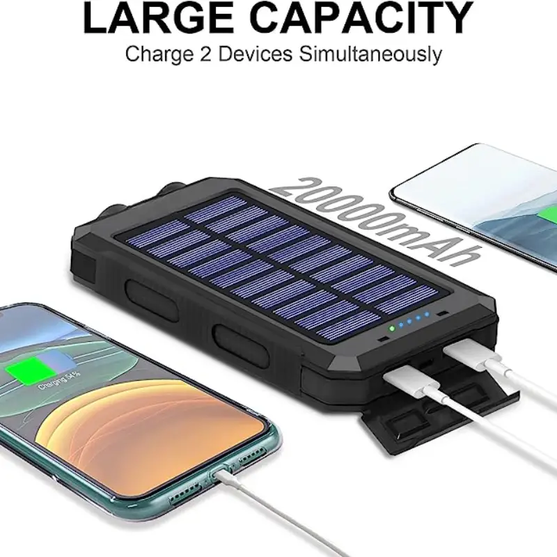Solar Power Bank 20000mah Solar Charger Portable Charger - Temu