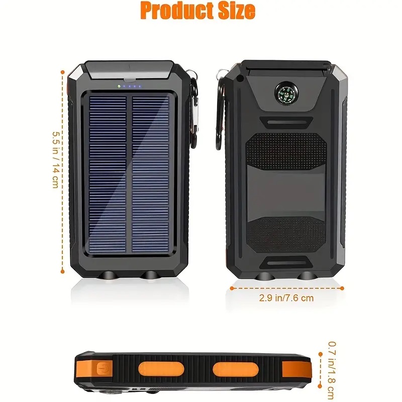 Cargador Portatil 20000mah Solar De Bateria LED USB Dual Para