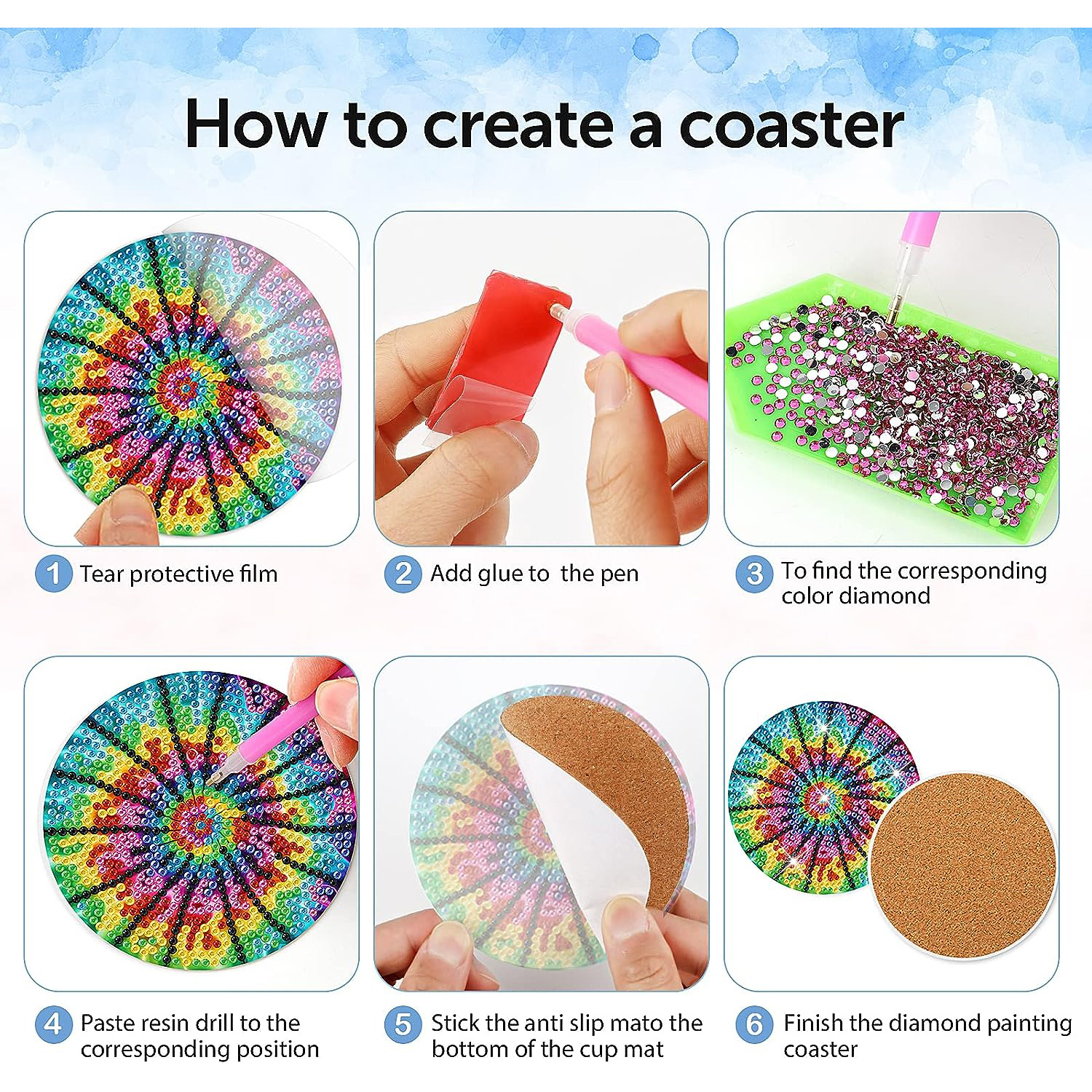 1 Set Diamond Painting Coaster Coaster Paste