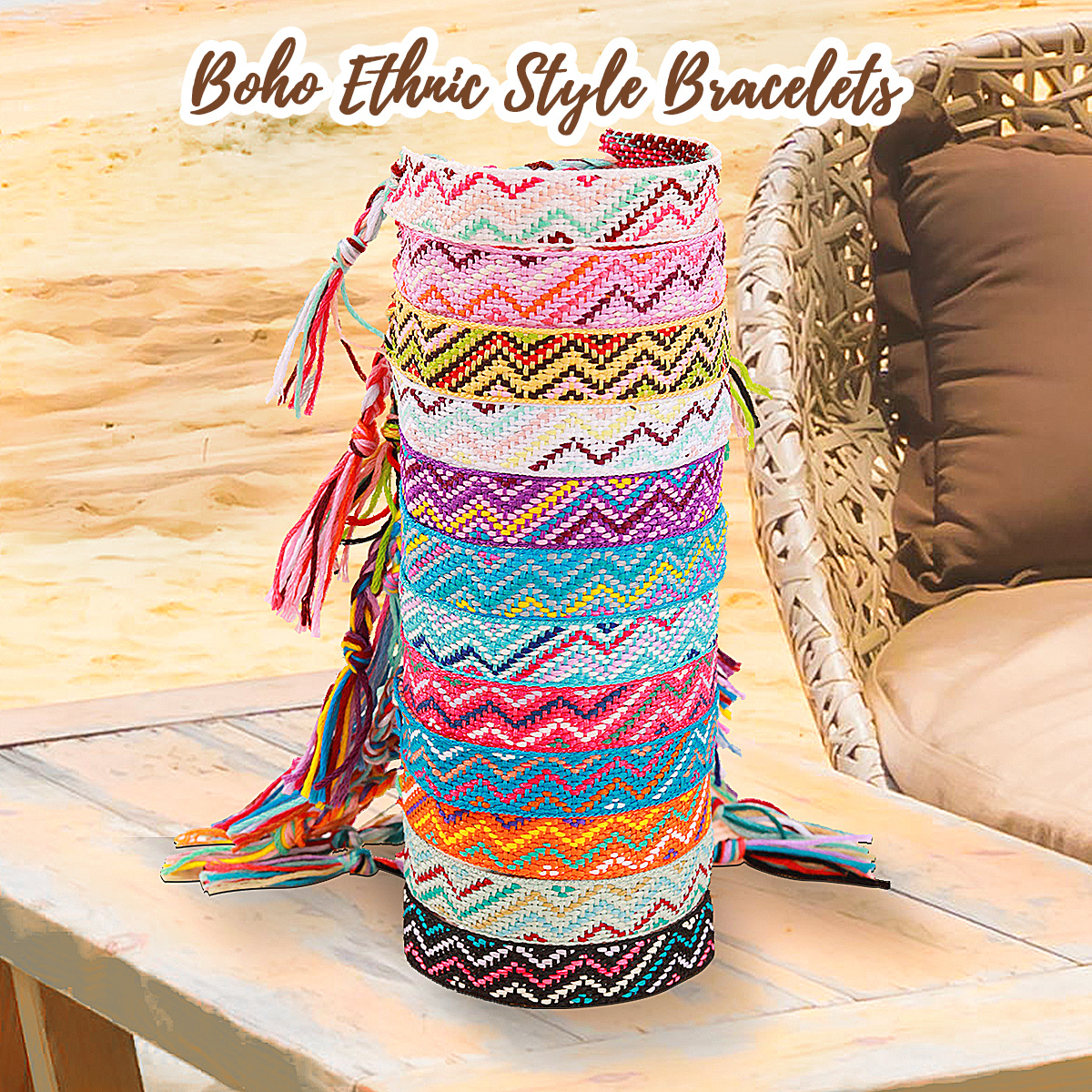 Colorful Braided Bracelets Set Adjustable Boho Style - Temu