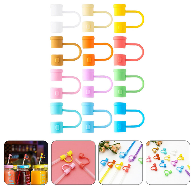 5Pcs/set Random Color Silicone Straw Tips Cover, 8mm Reusable