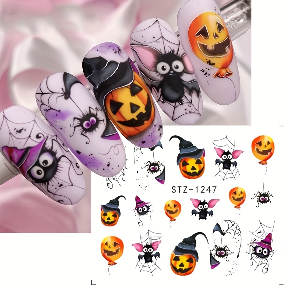 Halloween Nail Water Transfer Stickers,pumpkin Bat Ghost Spider