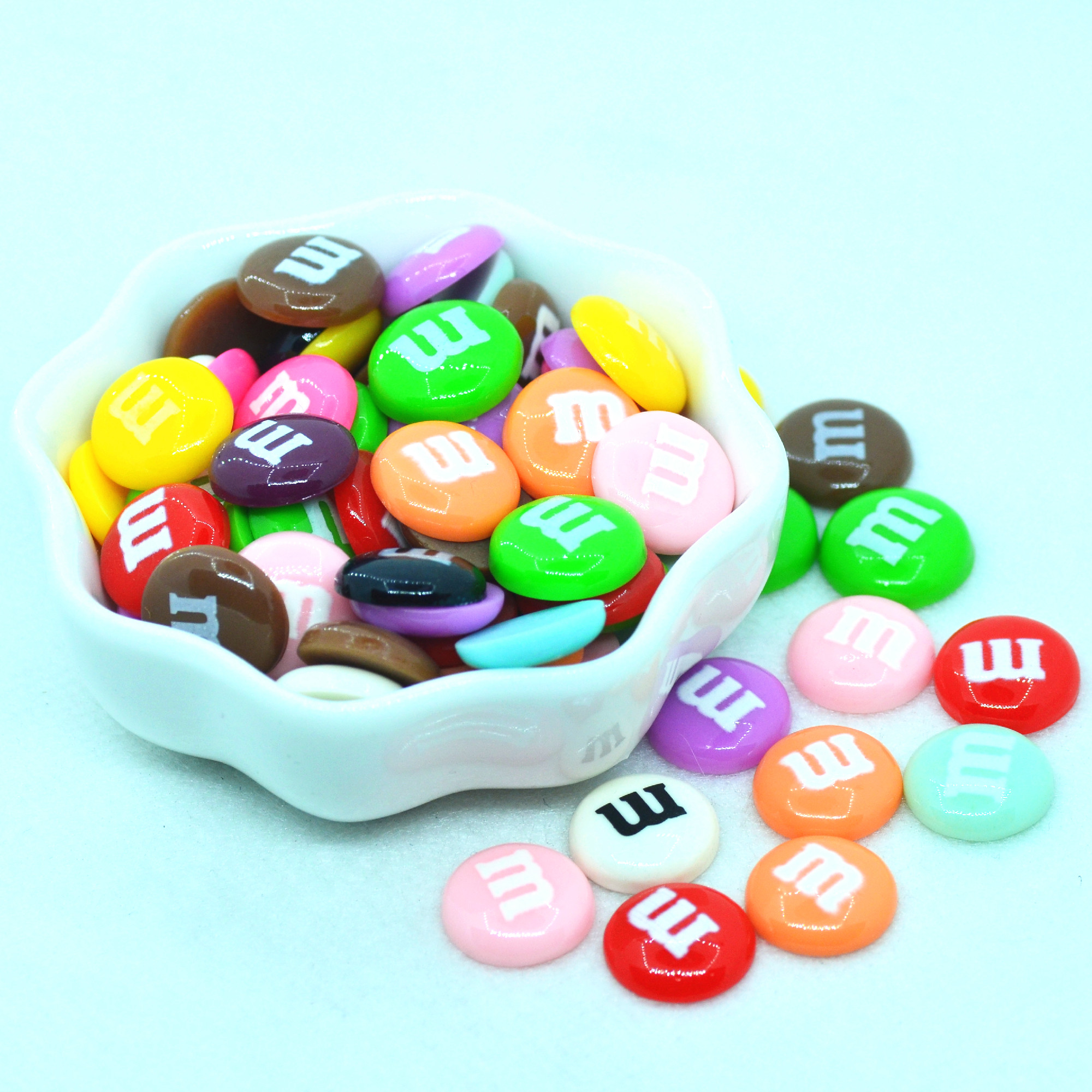 M&M Fake Candies St. Patrick's Day Color Mix Candy Charms Flatback  Cabochons 30 pcs