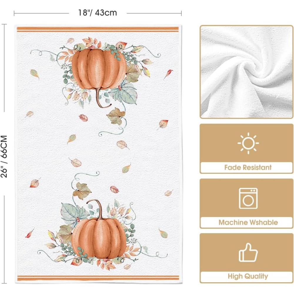 Polyester Dish Cloth, Fall Dish Towels, Watercolor Pumpkin Maple