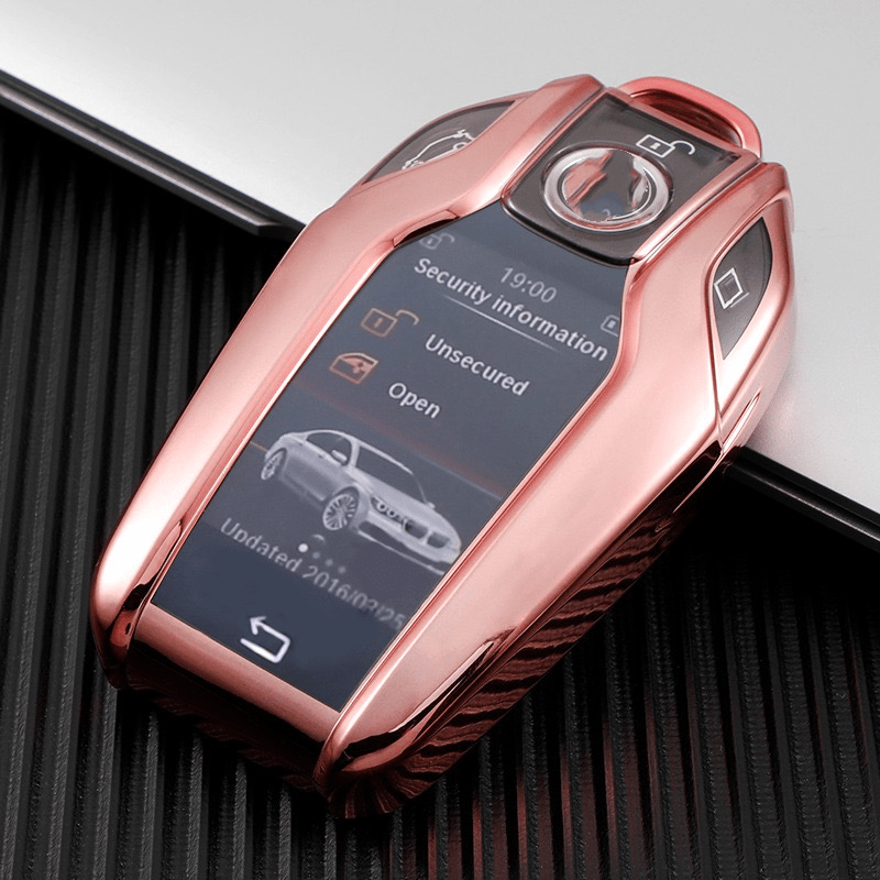 A Plated Tpu Lcd Screen Car Smart Key Case Shell Cover - Temu