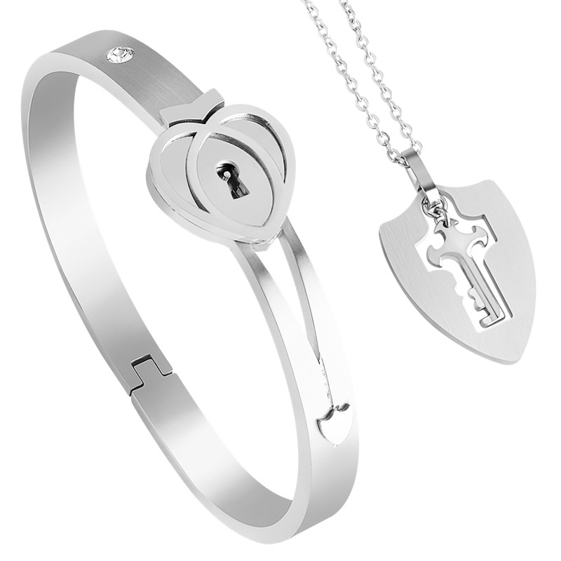 Heart bracelet and store shield key necklace