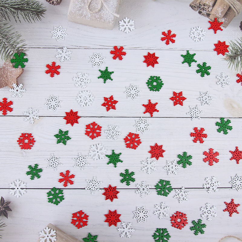 Mixed Wooden Crafts White Snow Flakes Christmas Series - Temu