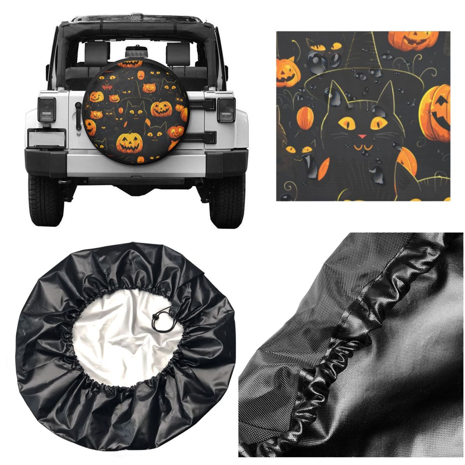 Black Cat Spare Tire Cover For Trailer Pumpkin Hubcaps Halloween Decoration Wheel  Covers Weatherproof Protection Universal For Rv Truck Camper Travel Temu  United Arab Emirates