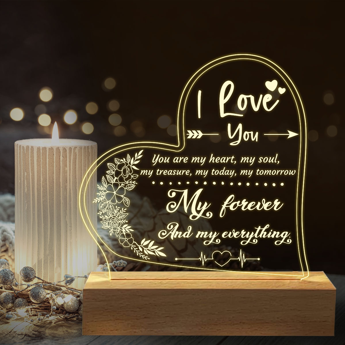 Engraved Night Light Romantic Birthday Gifts For Wife - Temu