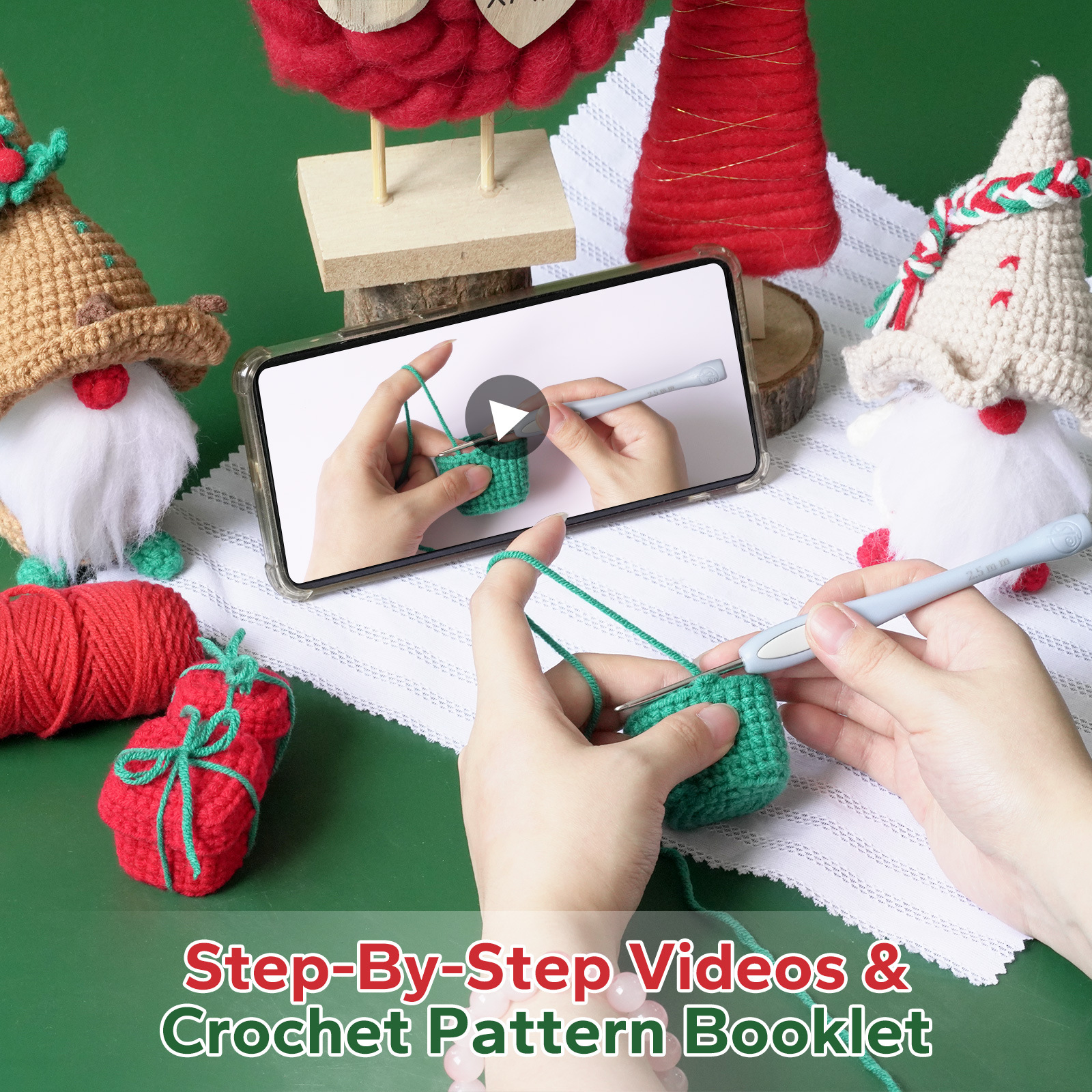 Hotop Crochet Kit for Beginners Kids Adults Christmas Crochet Gnome Crochet  Instruction Learn to Crochet Starter Kit DIY Knitting Set Craft Hobby for