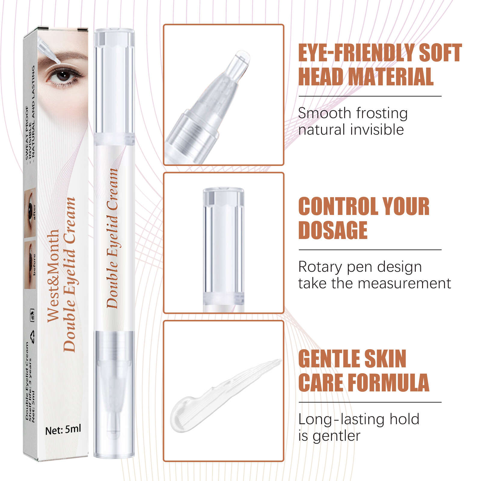 3pcs Double Eyelid Shaping Cream Long-lasting Waterproof Eye Cream