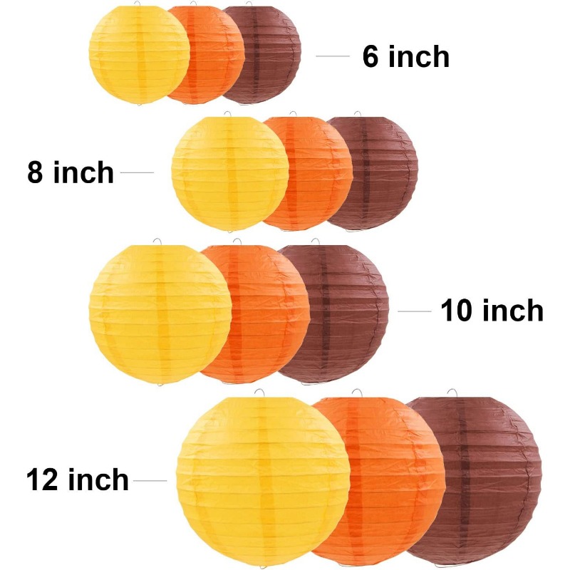 12 Round Paper Lantern Orange 