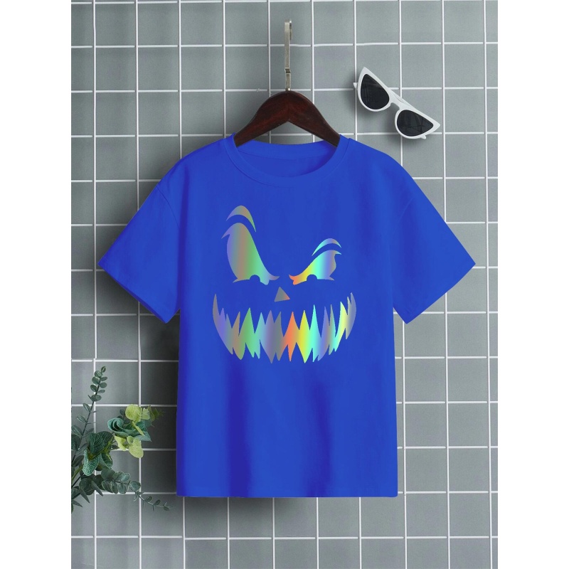 Halloween Funny Smiling Face Print T-shirts For Boys - Cool, Lightweight  And Comfy Summer Clothes! - Temu Portugal