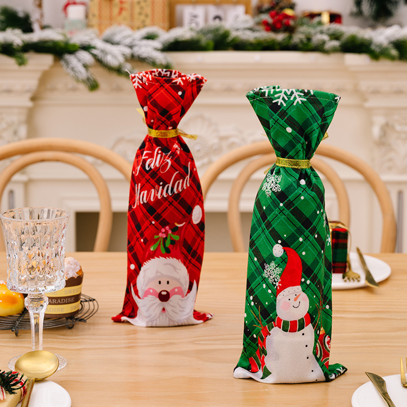 Cute Snowman Kraft Paper Wine Bags Christmas Decoration Candy