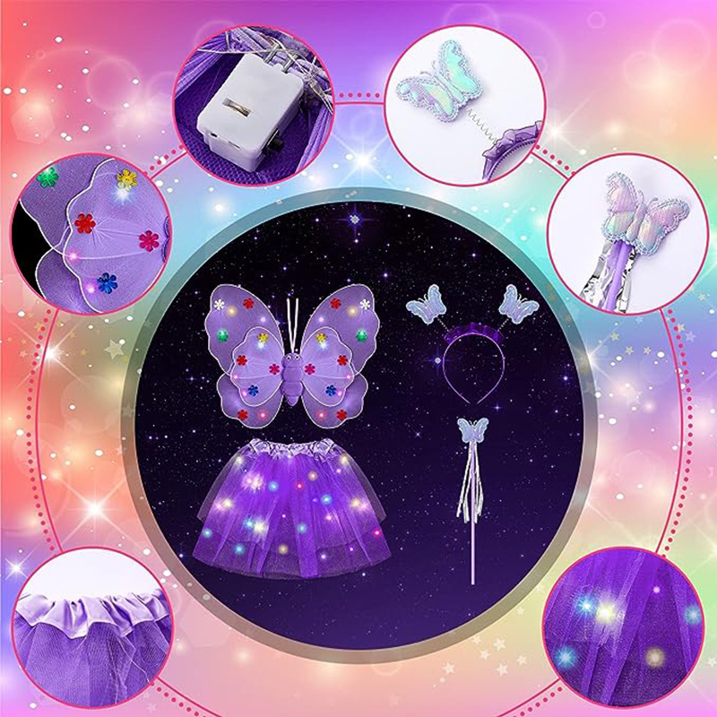Fun Little Toys 8 Pcs LED Princess Costume for Girls, Light up Fairy  Costume Set with Tutu Skirt 