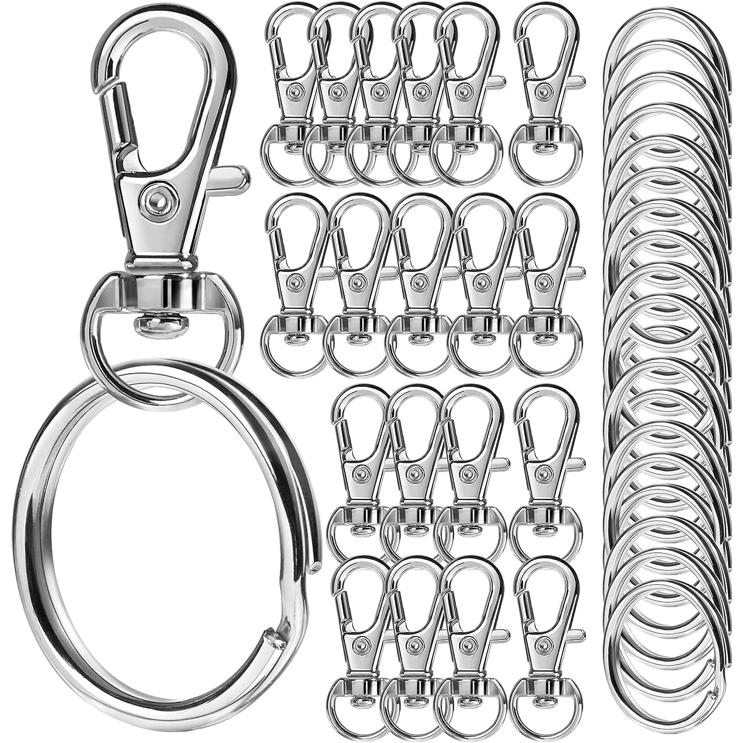 50 Pcs D-snap Hook Keychain Zinc Alloy Key Chain Hooks Rotary Key Ring  Hooks 