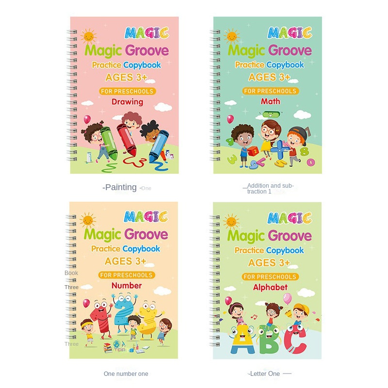 English Groove Magic Practice Copybook Livre Pour Enfants Apprentissage Des  Chiffres Lettres Calligraphie Écriture Cahiers D'exercices Calligraphie