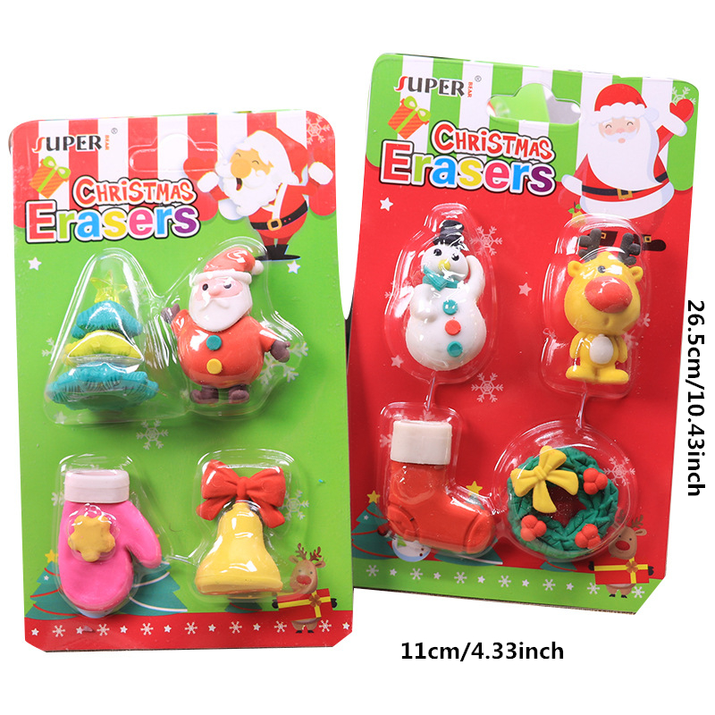 1 Box, Christmas Erasers, Learning Stationery Pencil Erasers