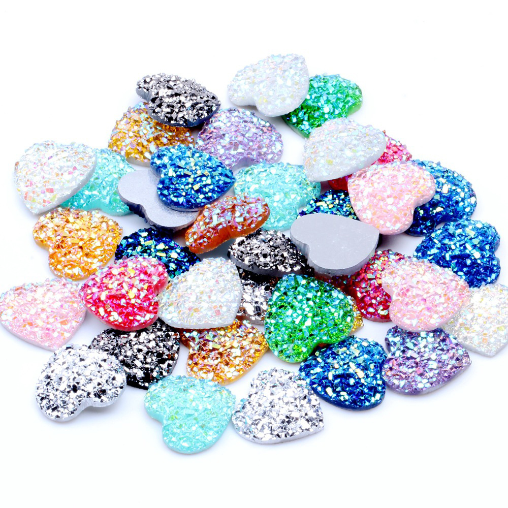 

30pcs Colorful Heart Shape Resin Charms, Shiny Sequins Patch, For Bracelet Earrings Diy Jewelry Accessories 1cm/0.39in