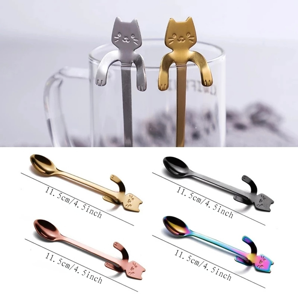 Cat Shape Stainless Steel Coffee Spoon Dessert Scoop Tea Mini Spoon