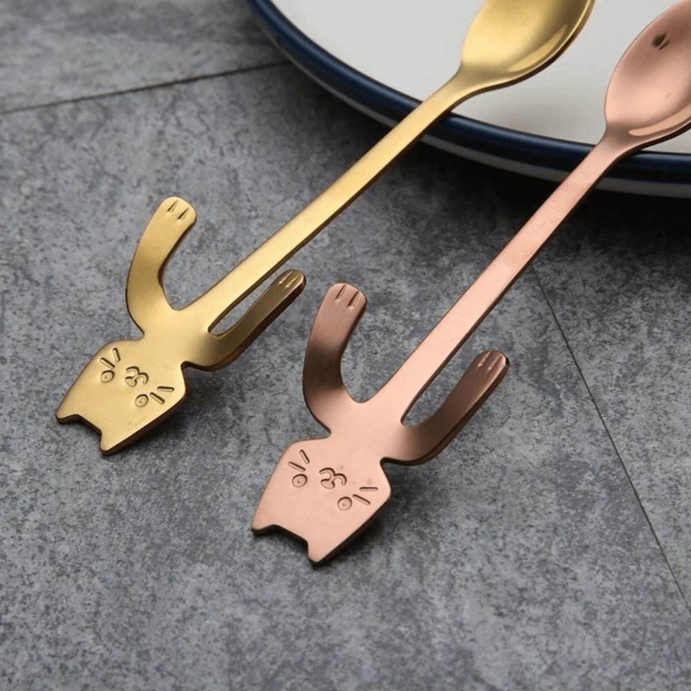 Cat Shape Stainless Steel Coffee Spoon Dessert Scoop Tea Mini Spoon