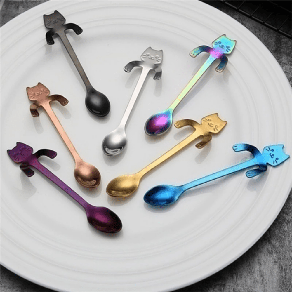 Cat Shape Stainless Steel Coffee Spoon Dessert Scoop Tea Mini Spoon