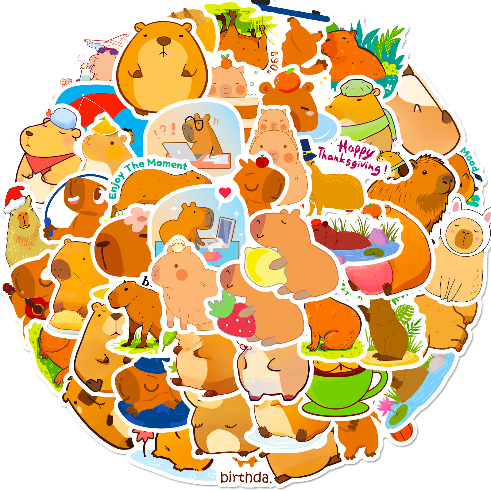 Cartoon Capybara Stickers Waterproof Doodle Sticker Laptop - Temu