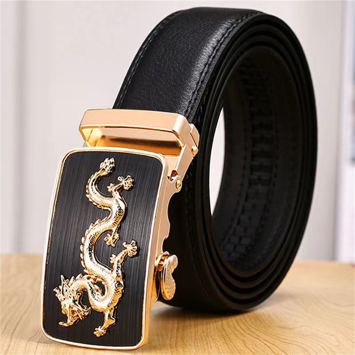 New Designer Plaid Buckle Men's Belt Cowhide Strap Male Automatic Buckle  Belts For Men Black Designer Belts Buckle Fashion Belts - Temu