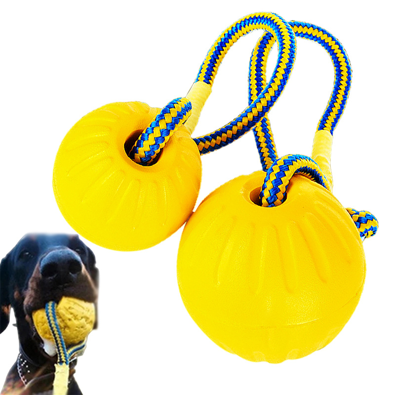 Rubber Sport Dog Toy Dog Training String Bouncy Ball Chew Toy
