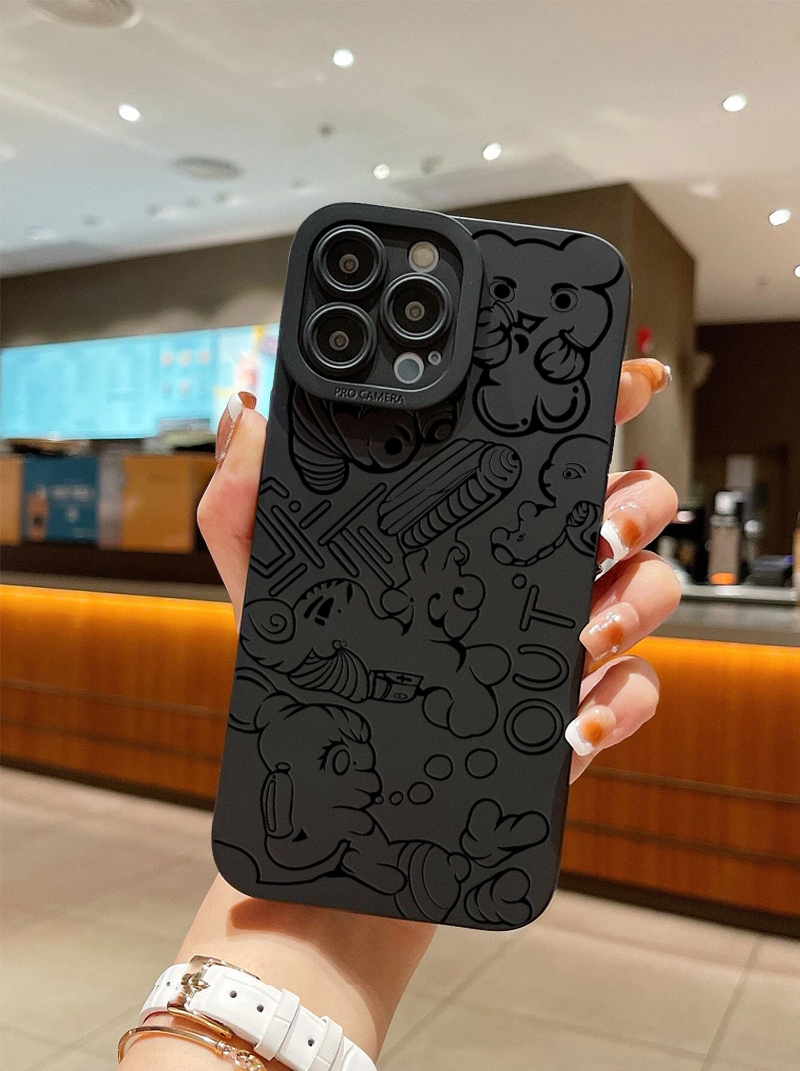 Black Bear Graphic Pattern Phone Case Iphone 14 13 12 11 Pro Temu