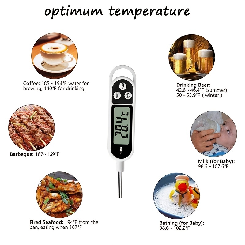 Meat Food Thermometer, Digital Milk Thermometer, Candy Candle Thermometer,  Cooking Kitchen BBQ Grill Thermometer, Probe Instant Read Thermometer for