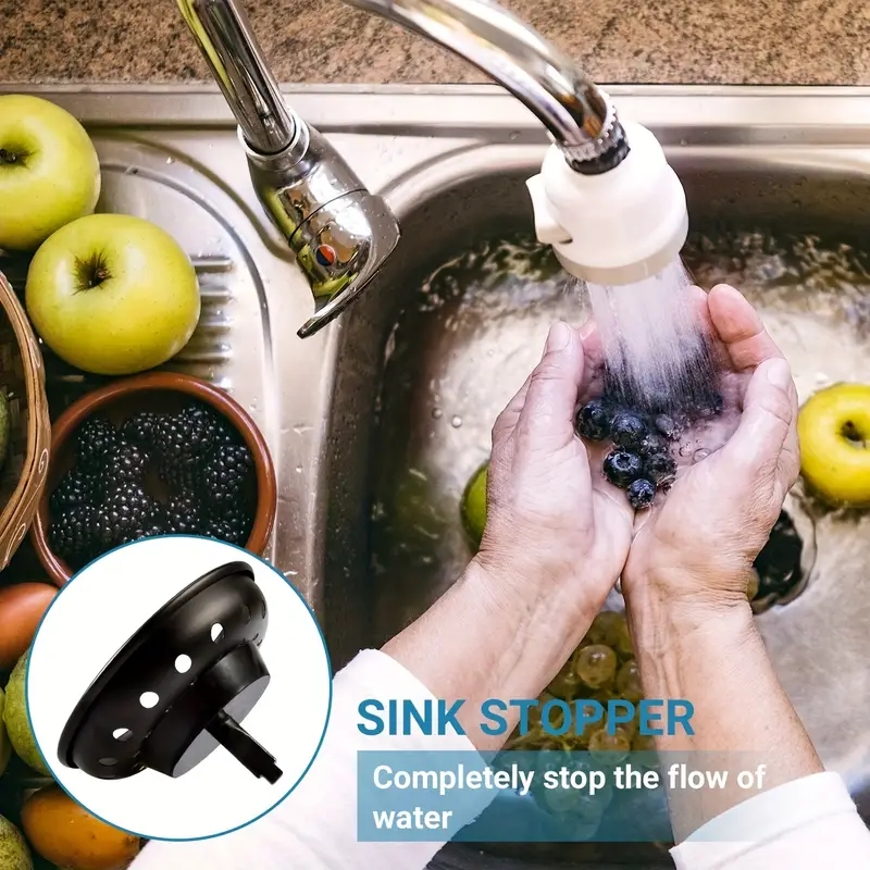 Black Sink Basket Strainer Drain Stopper, Stainless Steel Matte Kitchen Sink Strainer Fits for Universal 3-1/2 inch Kitchen Sink, Metal Center Knob