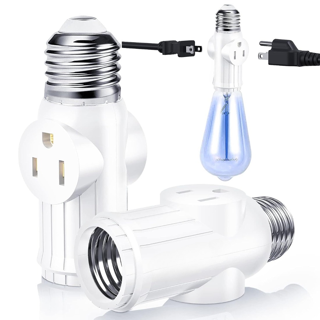 1 Light Splitter E27 Led Base Light Lamp Bulb Socket 1 To 2 - Temu