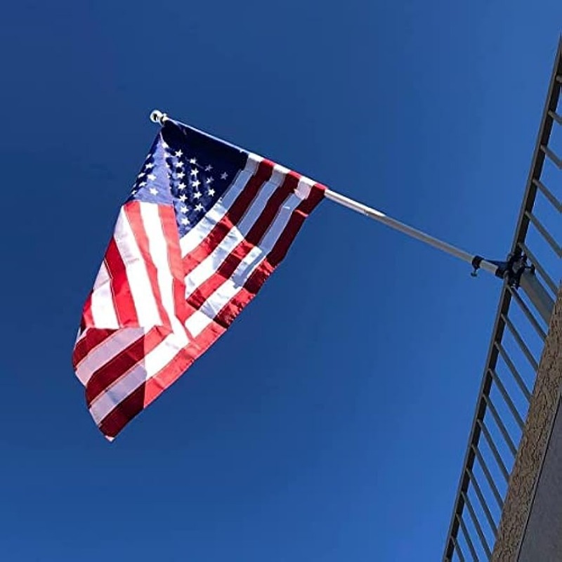 Support de mât de drapeau, porte-mât de drapeau en acier inoxydable, Support de mât de drapeau sans rouille pour balustrade de balcon, clôture  et balustrade de pont, pas d'installation de perceuse