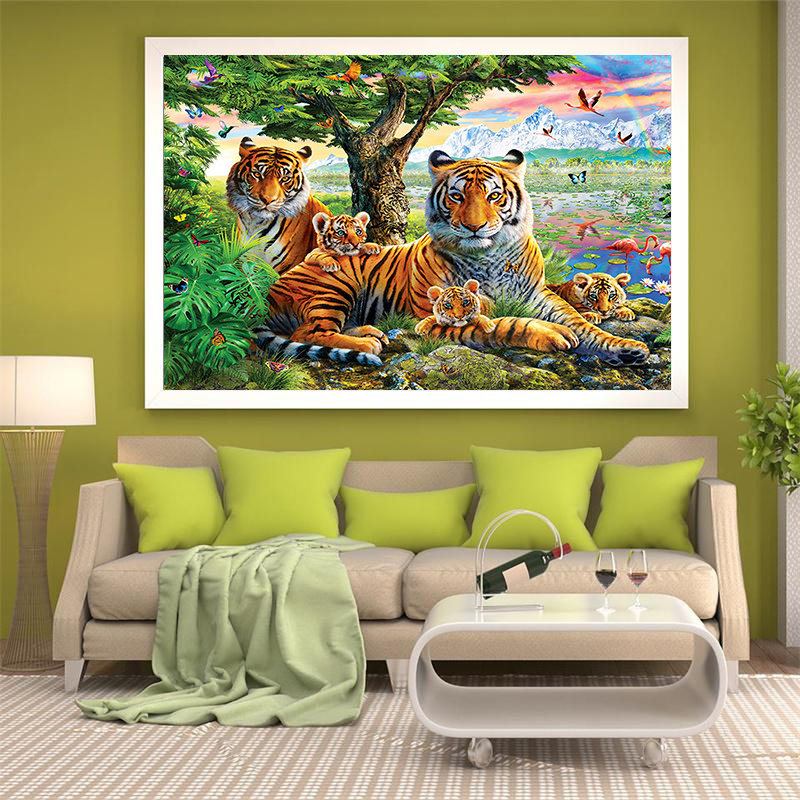 Tigers Family Diamond Painting Kits Tiger Leopard Family - Temu